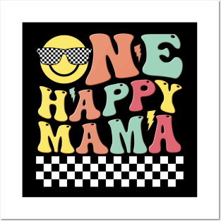 One Happy Mama Groovy 1st Birthday Dude Matching Family Posters and Art